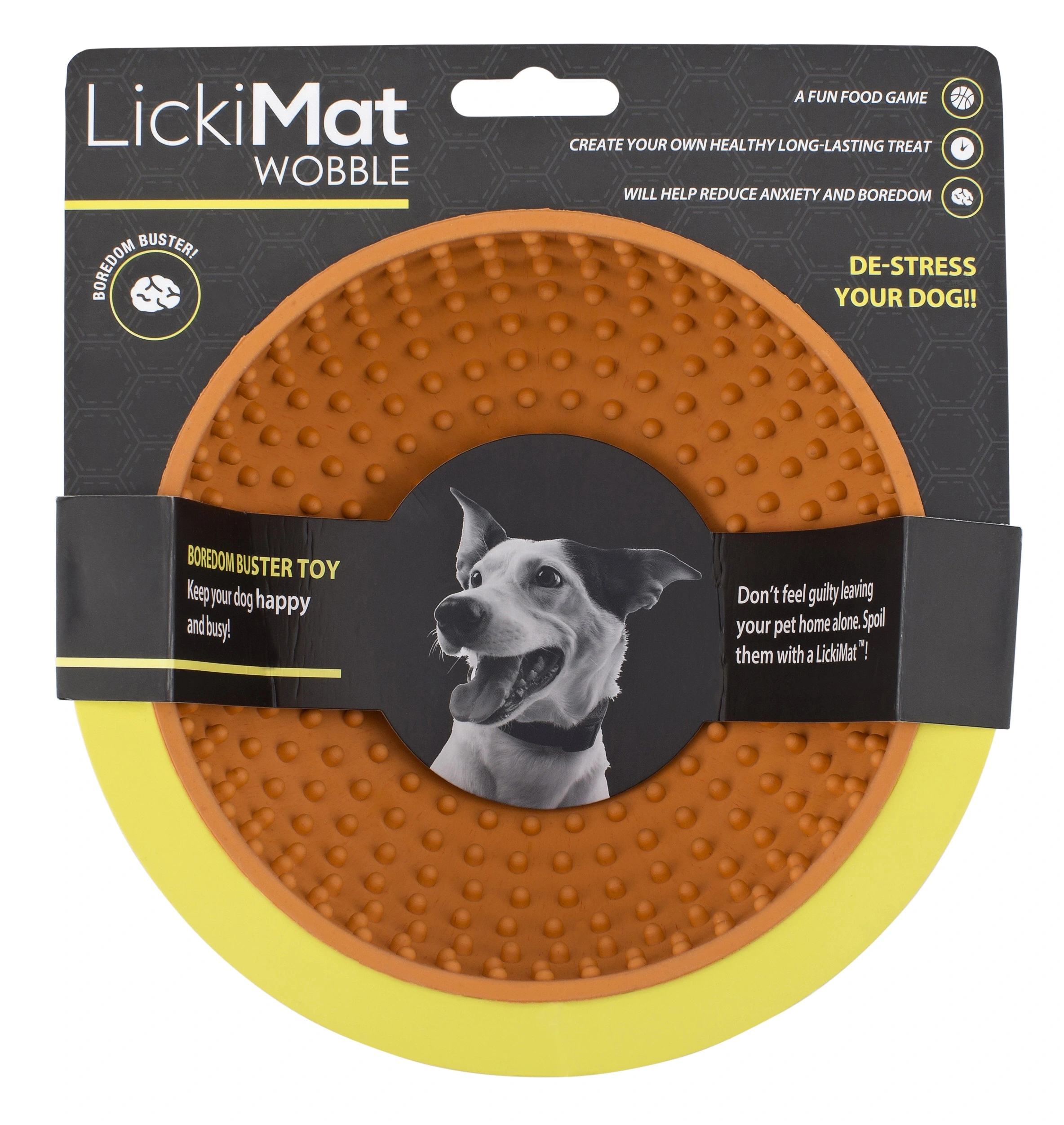 LickiMat Wobble Orange Ø 18 x 8 cm - slikkeskål til hunde